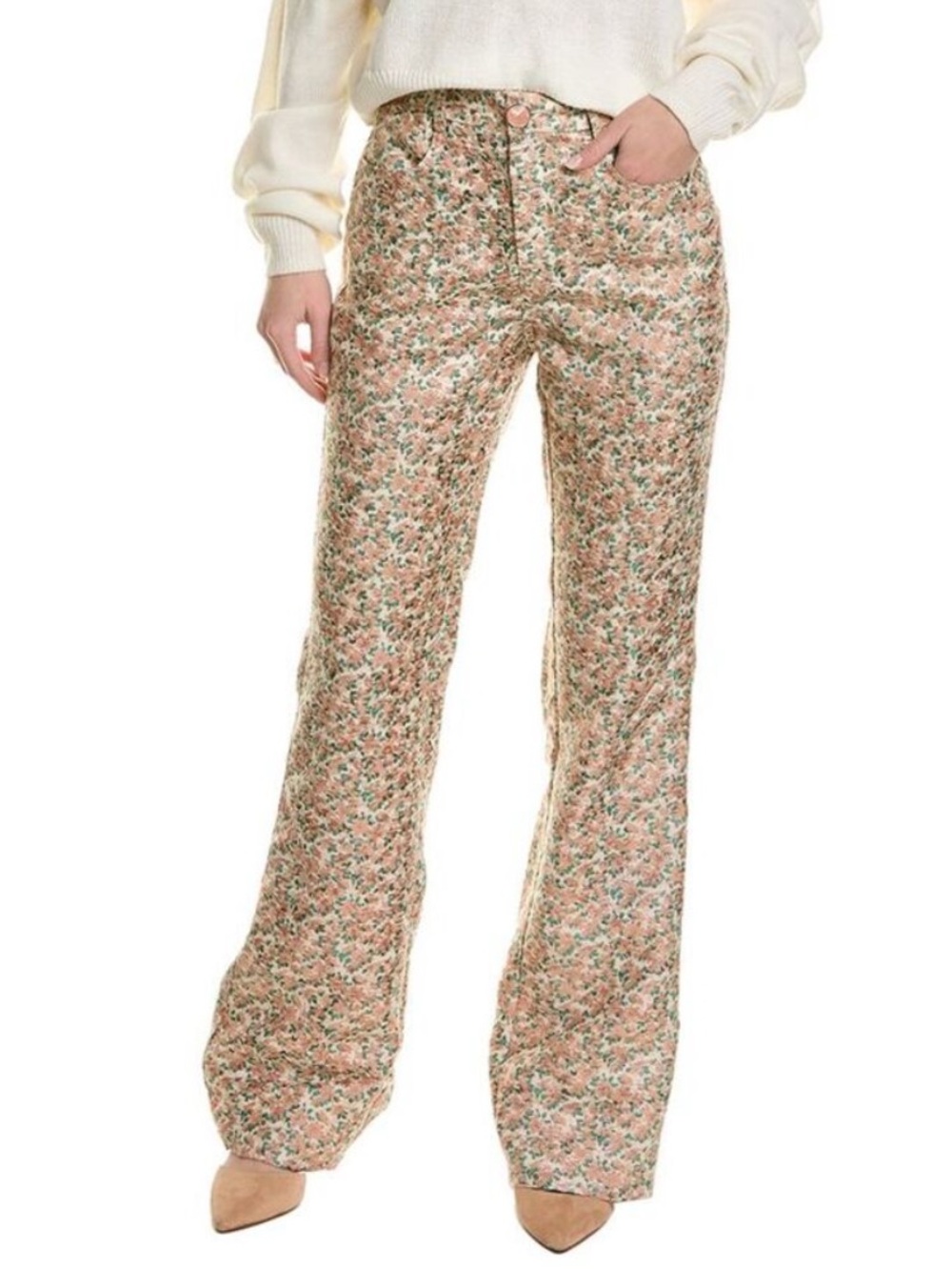 Traffic People | Revenge Flare Pants – Floral Shimmer Print – Retro Boho Glam